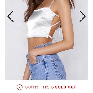 Blush pink satin tie crop